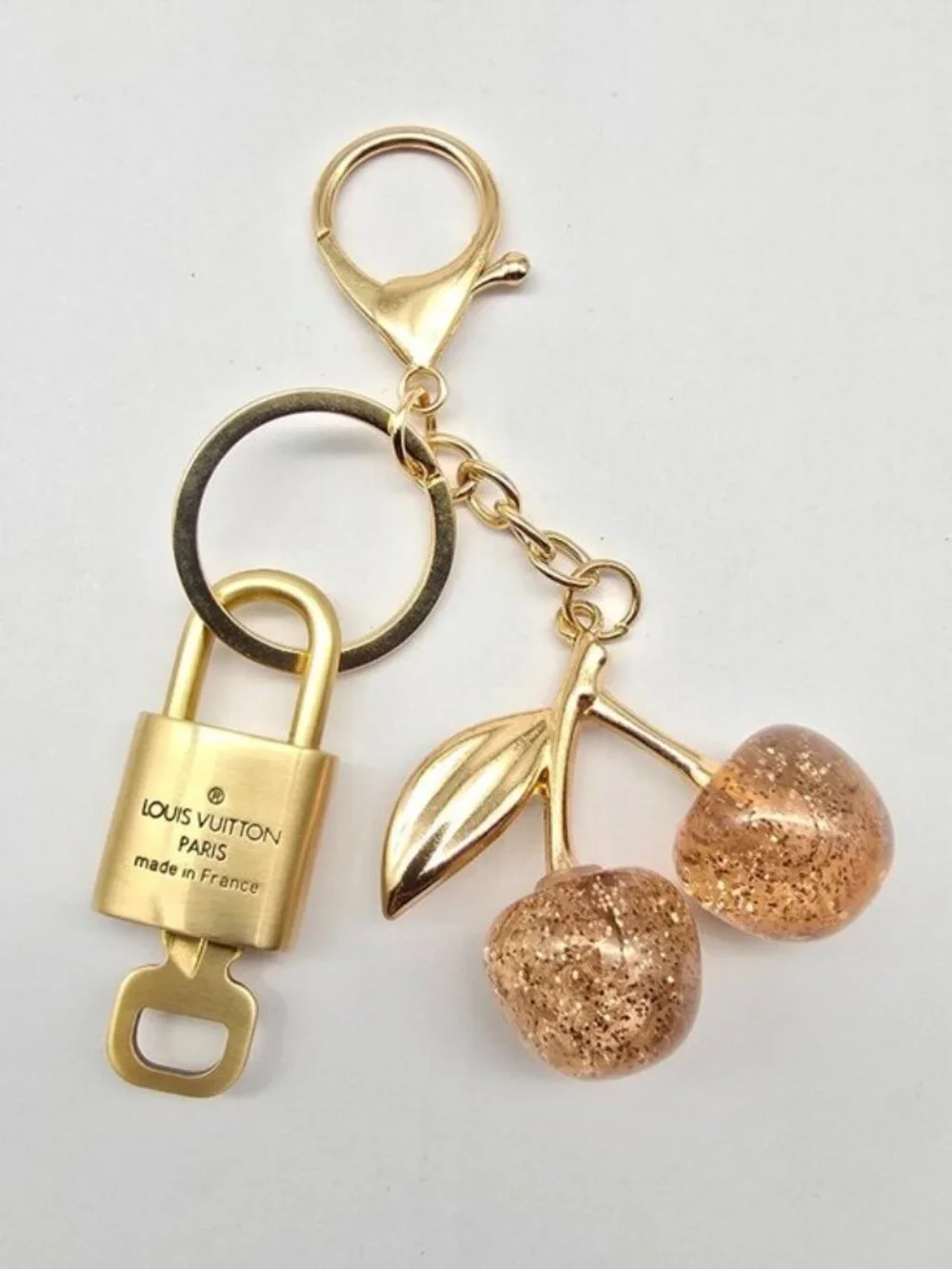 Authentic Louis Vuitton Gold Padlock 🔒 Key Set w/ Unbranded Cherry Bag Charm